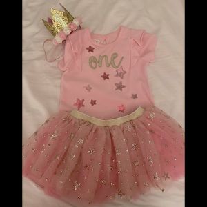 “One” 3 piece birthday outfit